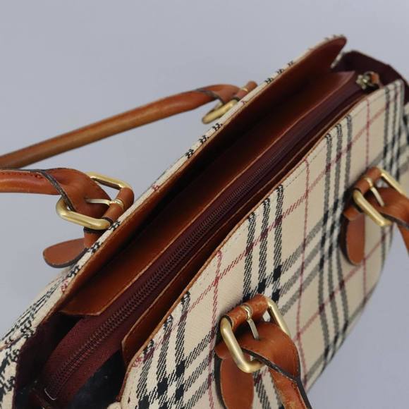 BURBERRY Nova Check Tote Bag Canvas Beige Gold Auth 98863 - Picture 6 of 16